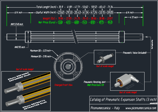 EXPANSION Shafts Catalog for Rolls with ID=3 Inch - PicenuMeccanica